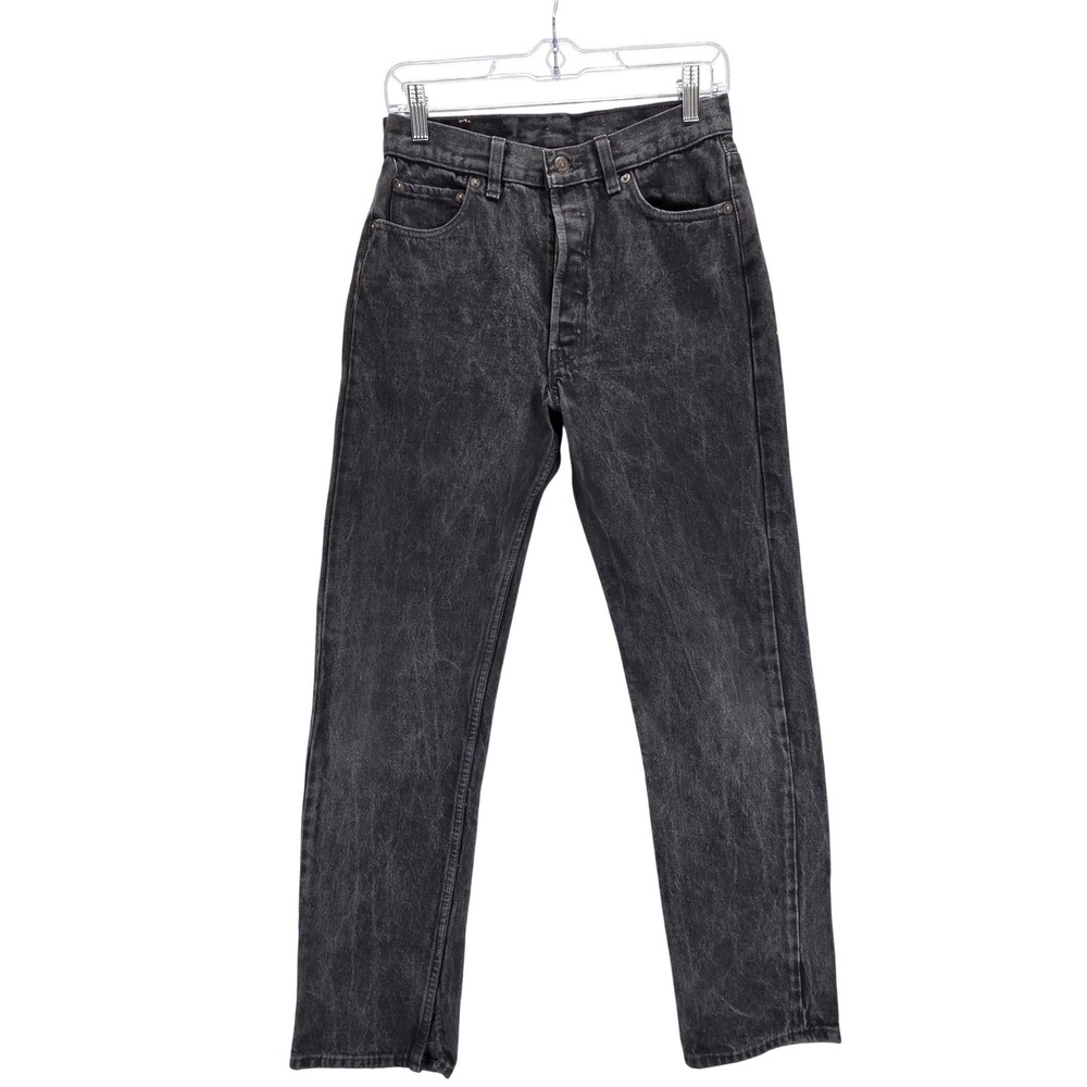 Vintage Levis 501 Jeans Womens Black Charcoal Wash Button Fly USA Fits 26x32
